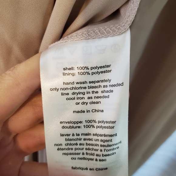 DB Studio David's Bridal Georgette Bridesmaid wrap dress Color Biscotti - Picture 6 of 7